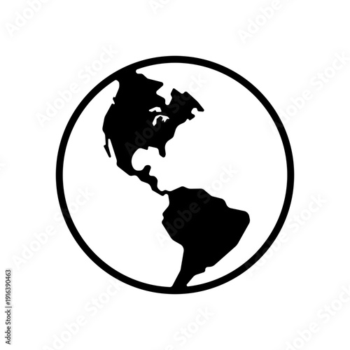 Globe icon with Americas silhouette.