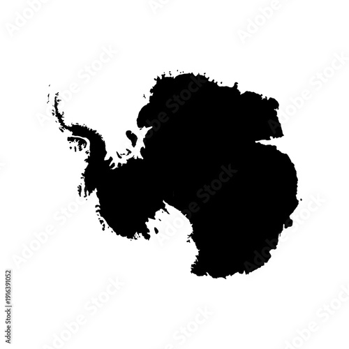 Silhouette of Antarctica continent on white background.