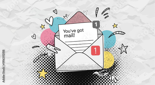email notification concept, you've got mail, inbox alert, message received