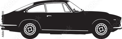 A black silhouette of a classic two door car Vector, illustration