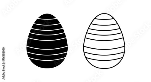 Elegant black and white striped egg illustration design Vector