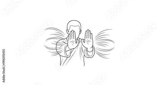 Martial Arts Master Performing Defensive Stance with Powerful Energy Aura