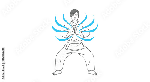 Martial Arts Master Performing Meditation and Energy Flow Exercise