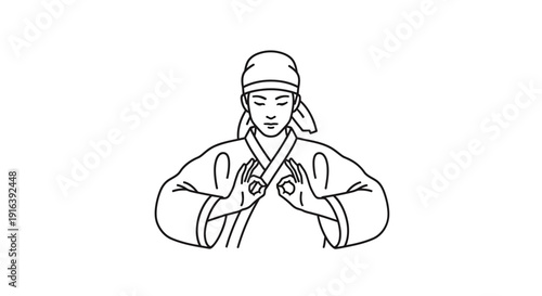 Martial Arts Master Performing Meditation Hand Gesture