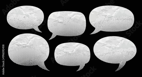 speech bubbles on black background, comic style, communication concept