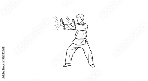 Martial Arts Training: Karateka Performing Defensive Block with Open Palms