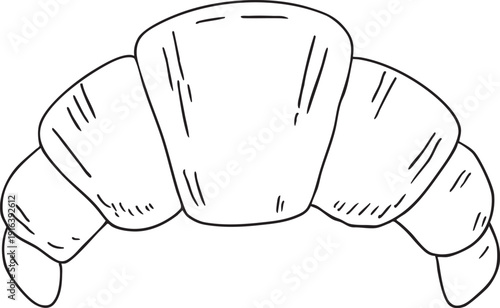 Line Drawing Illustration of Flaky and Savory Croissant Bakery