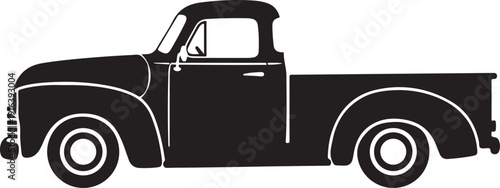A black silhouette of an old pickup truck Vector, illustration