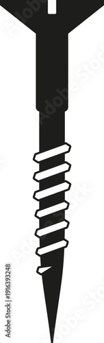 Metal screw black icon. Stainless steel fastener