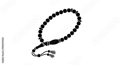 Black Prayer Beads with Tassel Decoration.