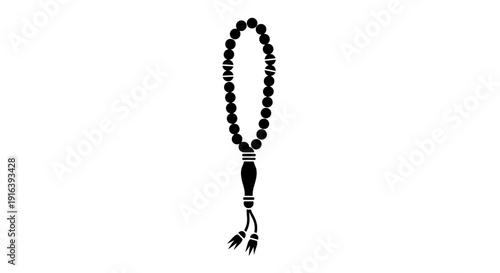 Black Prayer Beads with Tassel Pendant 1.