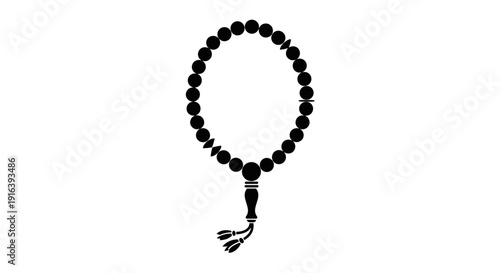Black Prayer Beads with Tassel Pendant.