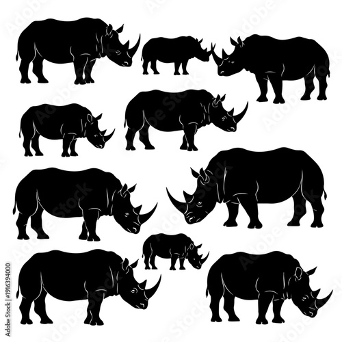 Photography set of wild animals silhouettes