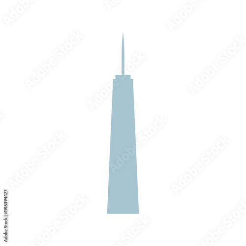 Simple illustration of a tall building or skyscraper with a spire.