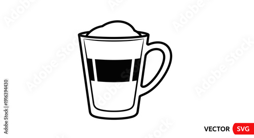 Latte Macchiato Coffee Drink in Tall Glass with Layers