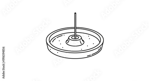 Incense Stick Burning in Holder with Smoke Wisps - Minimalist Line Art