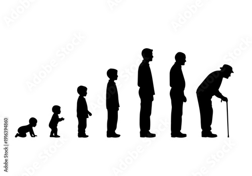 Foto Human development journey from infancy through adulthood to elderly stage
