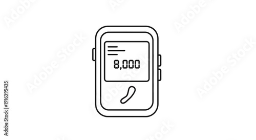 Fitness Tracker Showing 8000 Steps, Digital Health Monitoring Gadget Icon
