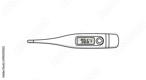 Digital Thermometer Showing 98.6 Degrees Fahrenheit, Normal Body Temperature