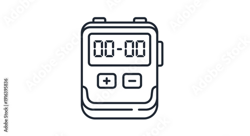 Digital Timer Icon, Stopwatch, Countdown Clock, Time Management, Measurement Tool