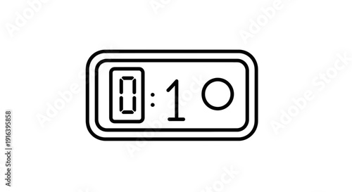 Digital Timer Display Showing Zero and One, Countdown Clock Icon