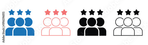Customer review icon set, multiple style collection featuring star ratings, feedback, testimonials