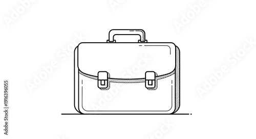 Classic Briefcase Icon, Business Travel, Office Work, Professional Document Bag