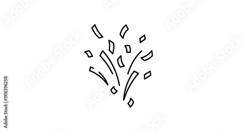 Confetti Explosion Icon, Celebration, Party, Festive, Abstract Graphic Element, Black and White Outline