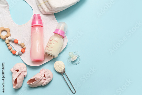 Bottles with baby milk form...