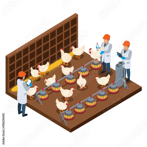 Scientists Conducting Research on Chickens in Lab.