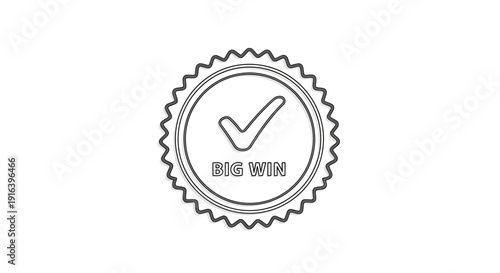 Big Win Stamp with Check Mark - Success, Victory, and Achievement Concept