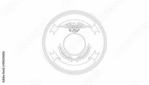 Blank Emblem Seal with Eagle and Laurel Wreath, Vector Graphic