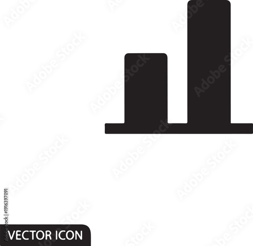 Black bar graph with two bars of different heights chart data statistics analysis des