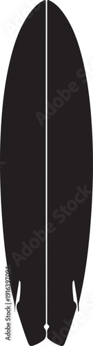 A black surfboard with a white line down the middle Vector, illustration