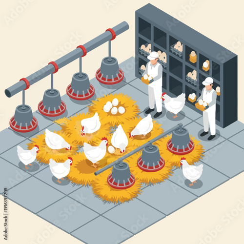 Chicken Farm Laboratory Workers Inspecting Eggs.