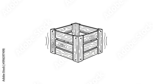 Wooden crate shaking, illustration of movement and instability