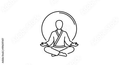 Zen Meditation Silhouette: Person in Lotus Pose with Aura, Mindfulness and Serenity