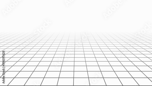 Abstract perspective background. 3D wireframe vector mesh on white background.