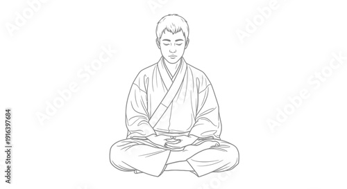 Zen Monk Meditating in Lotus Pose, Serene Mindfulness and Spiritual Practice