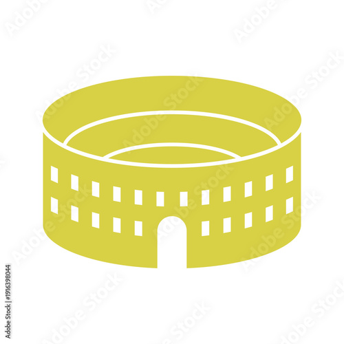 Simplified Colosseum Icon in Yellow Color.