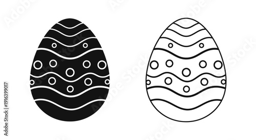 Easter eggs with wavy lines and dots design, vector illustration Vector