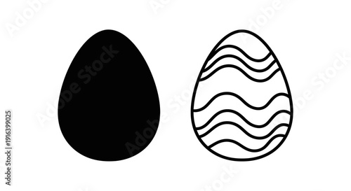 Eggs design, minimalist eggs, black and white eggs, simple egg illustration, modern egg art Vector