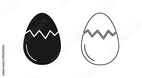 Easter eggs cracked open black and white vector illustration Vector