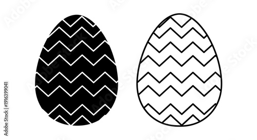 Easter eggs with zigzag pattern, minimalist design, vector illustration, black and white Vector