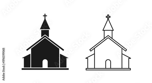 Church icons, church symbol, church building icons, church architecture icons Vector