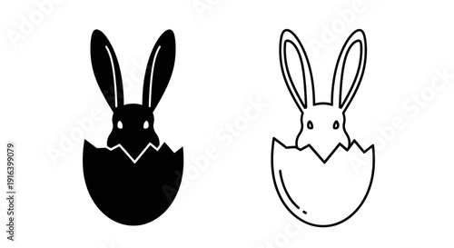 Cute baby bunnies hatching from eggs illustration for easter celebration Vector