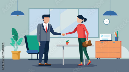 Corporate Handshake – Business Partnership and Teamwork Vector Illustration