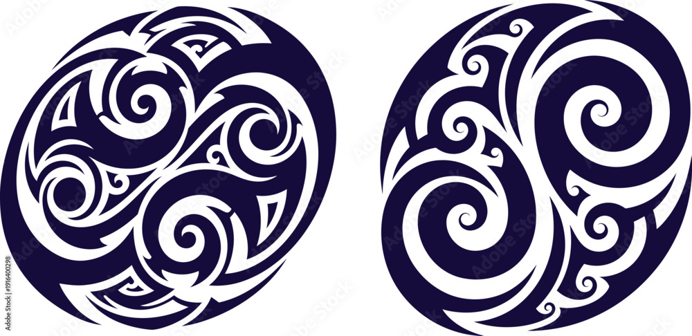 Fototapeta premium Intricate oval tribal patterns for traditional cultural design projects and spiritual symbol artwork