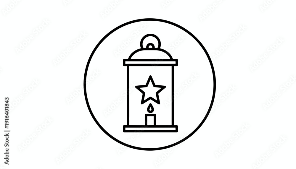 Fototapeta premium Vintage Lantern with Star and Candle Icon, Symbol of Light, Hope, and Celebration