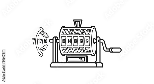 Vintage Lottery Machine with Numbers, Gambling Game, Chance, Random Selection